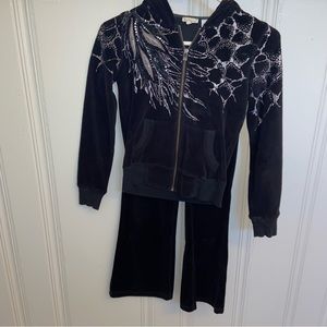 Miss Me Girl’s Medium Black Velour Track Lounge Y2K Set